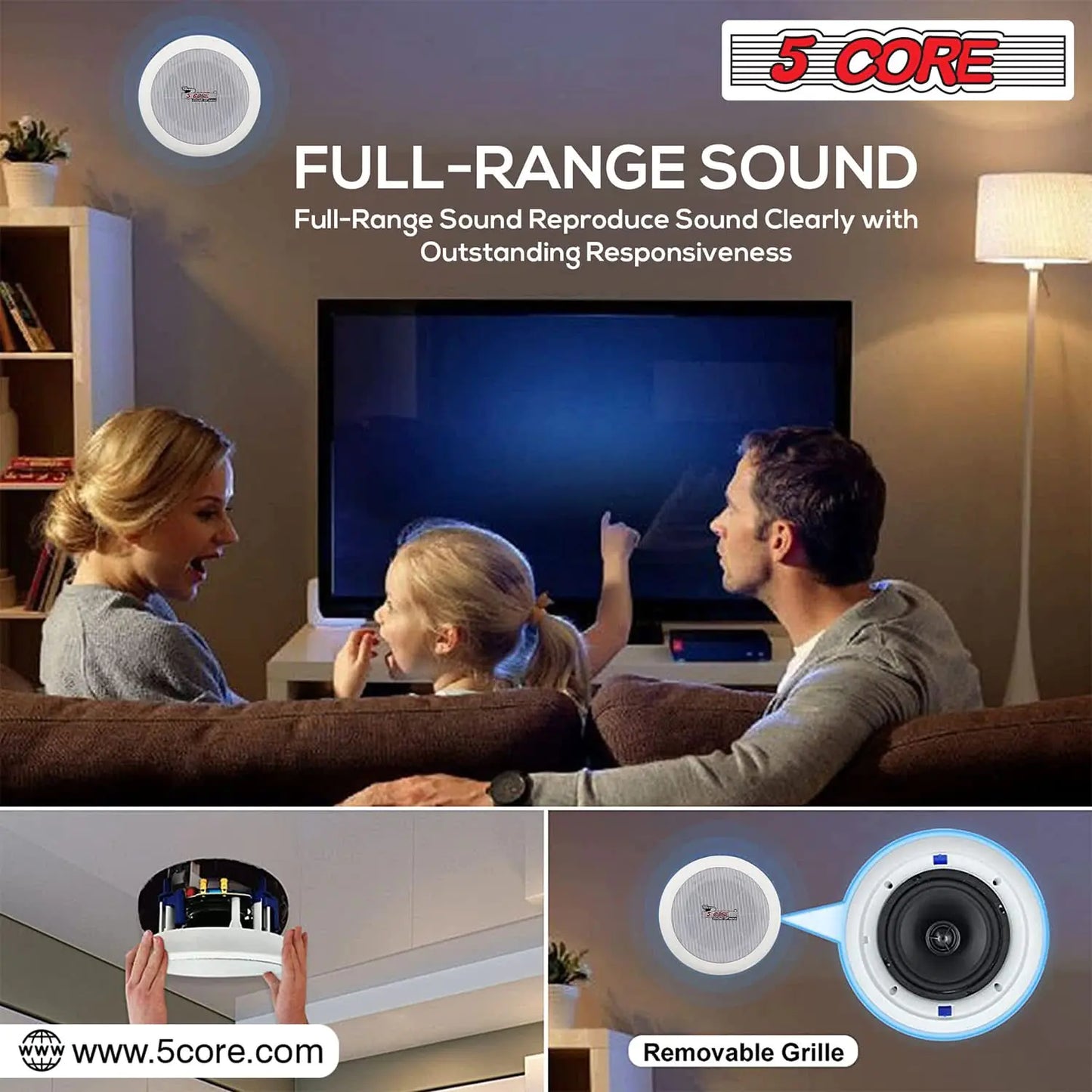 5Core 6.5" Dual Audio Ceiling Mount 60W Speaker