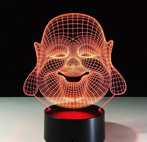 3D Maitreya Buddha Lamp with Touch Control LED Light