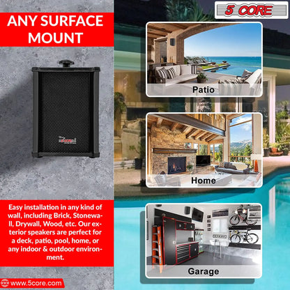 5Core 100W Stereo In-Wall Outdoor Speakers