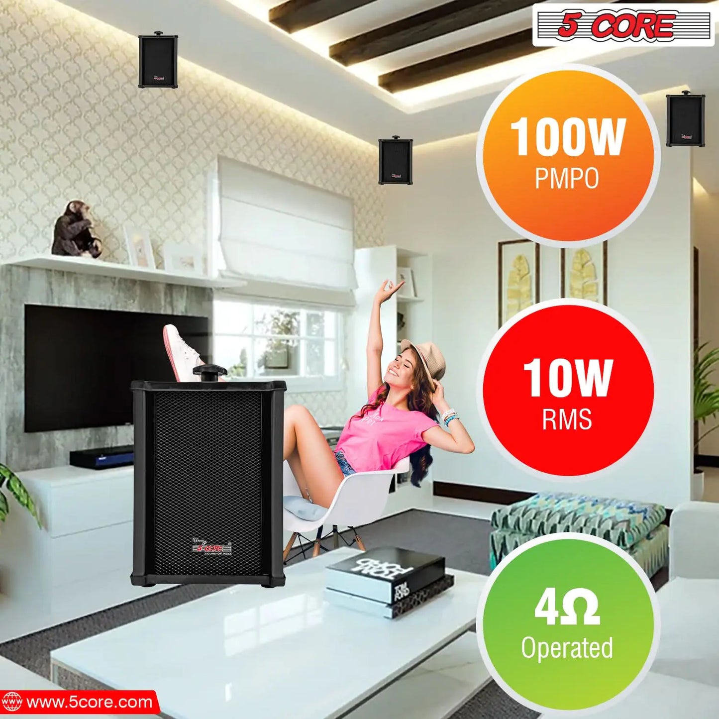 5Core 100W Stereo In-Wall Outdoor Speakers