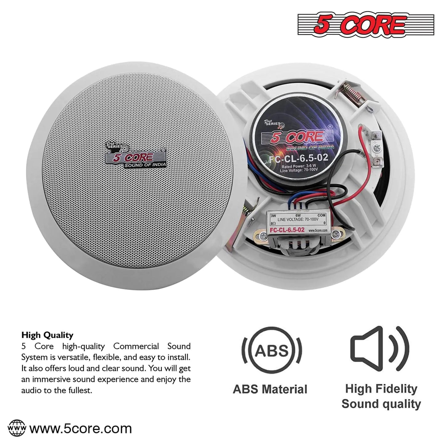 5Core 6.5" Dual Audio Ceiling Mount 60W Speaker