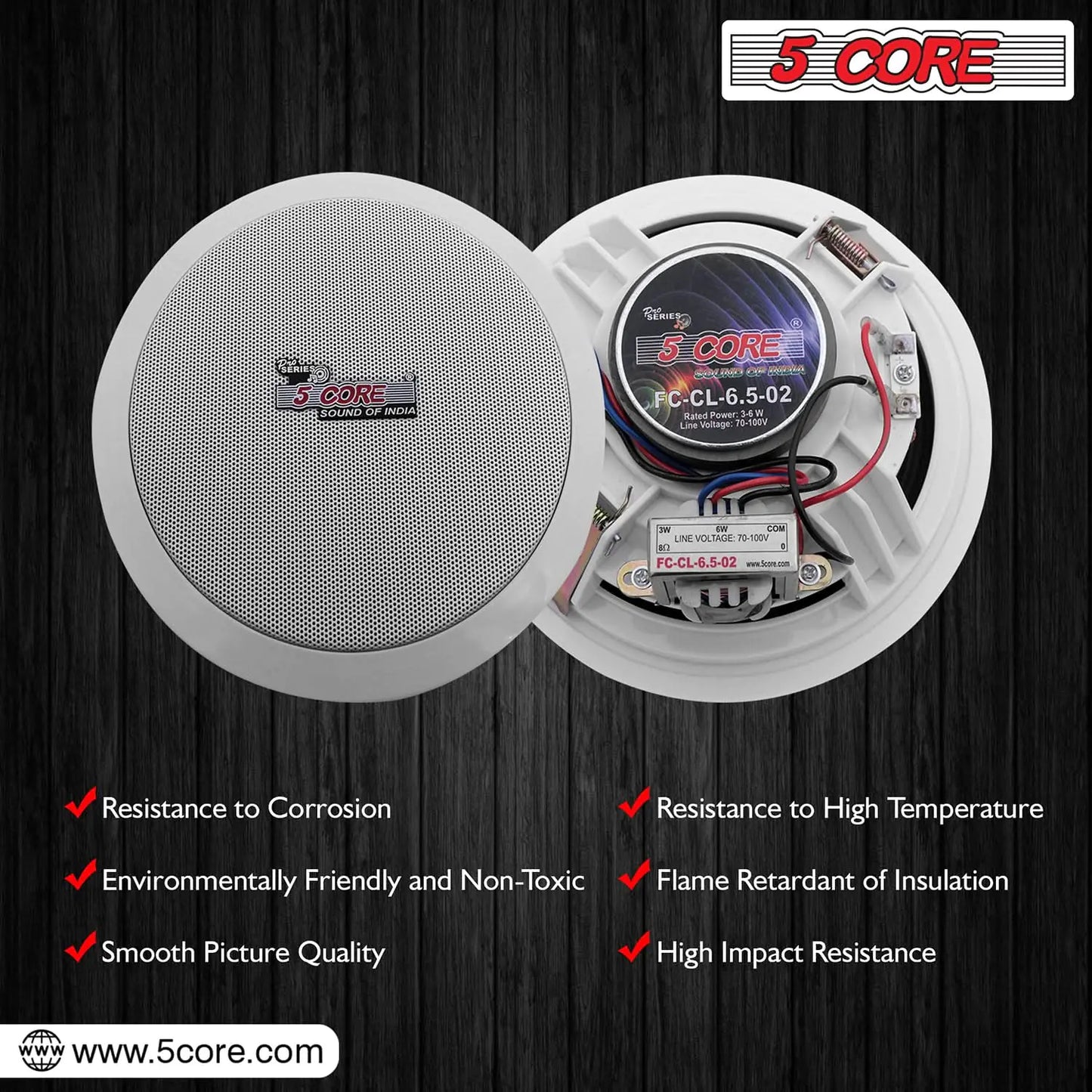 5Core 6.5" Dual Audio Ceiling Mount 60W Speaker