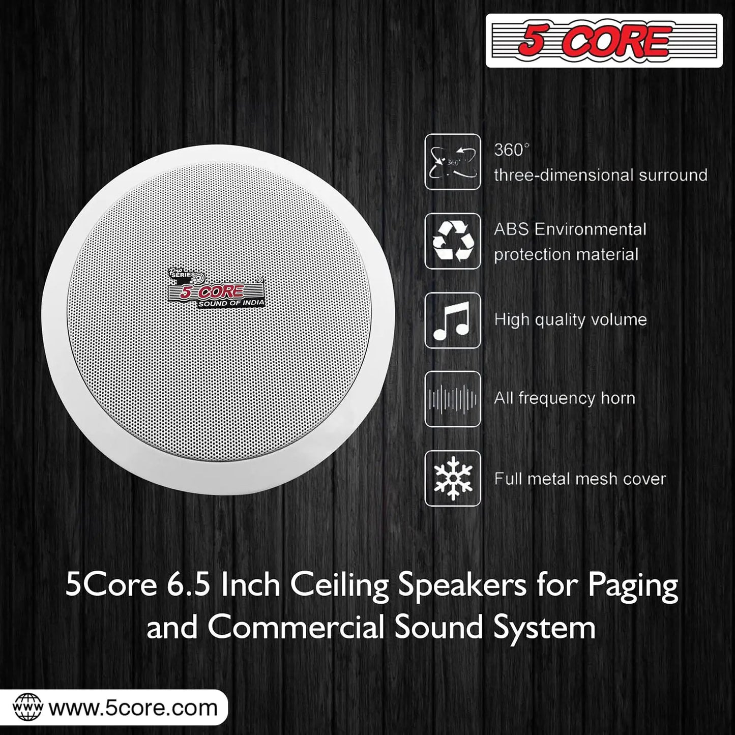 5Core 6.5" Dual Audio Ceiling Mount 60W Speaker