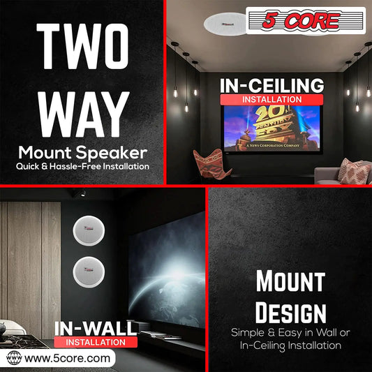5Core 6.5" Dual Audio Ceiling Mount 60W Speaker