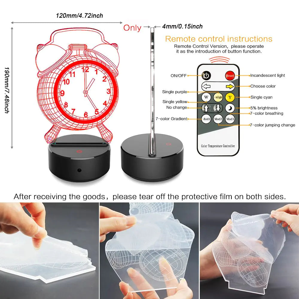 Spectrum Touch LED 3D Visual Lamp